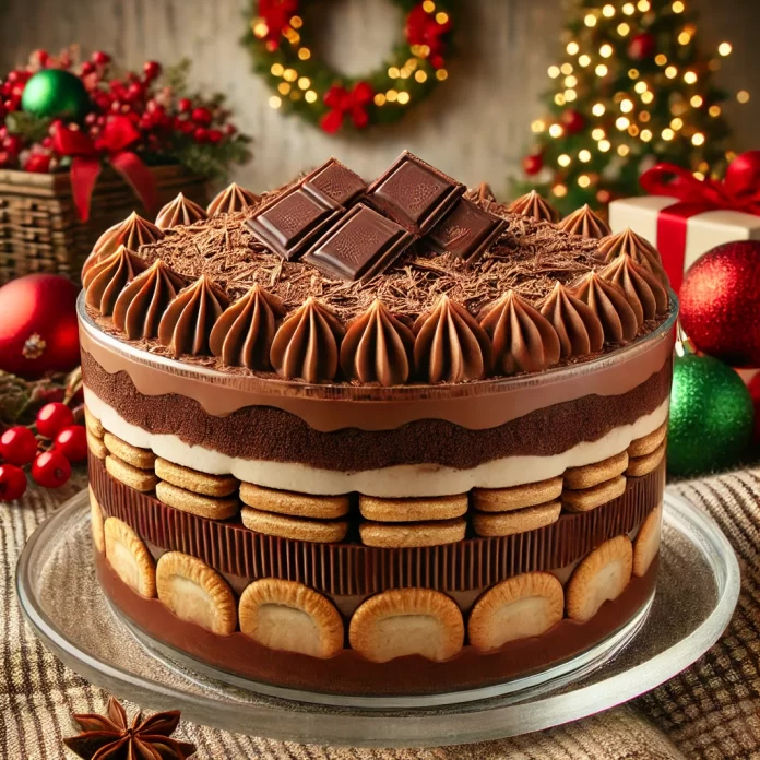 Pavê de chocolate para Natal